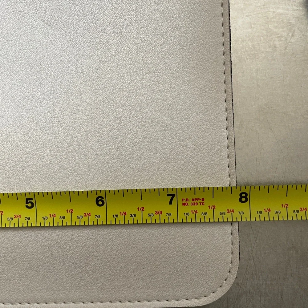 White Leather Mousepad Minimalist Stitched Rectangular Desk Accessory